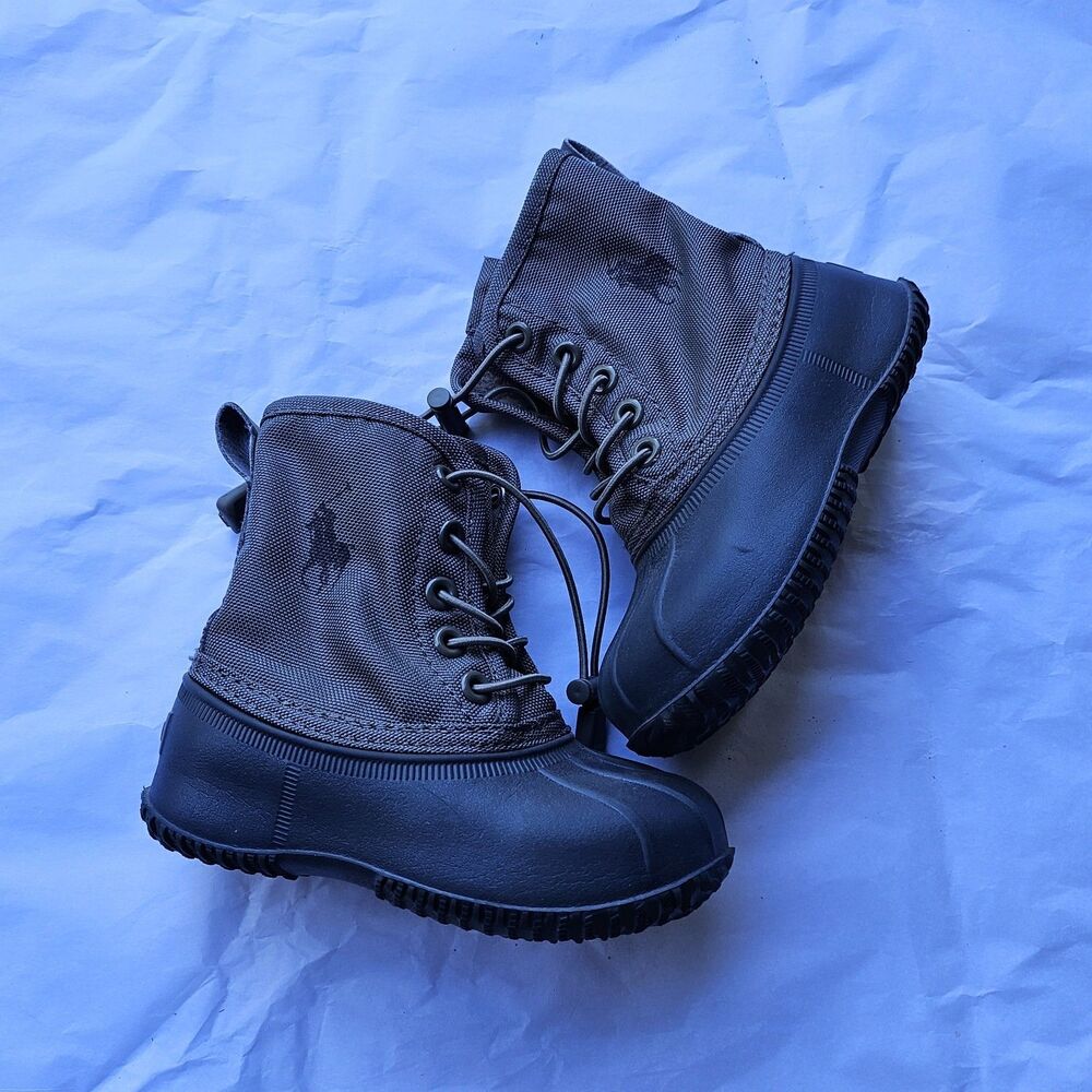 Polo Ralph Lauren Eisley Fleece Duck Boots Charcoal Grey Toddler Kids 7